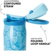 image:imageSimple Modern Mesa Loop Water Bottle with Covered Straw and Handle  30oz Cup Holder Friendly Insulated Stainless Steel Bottles for Travel Sports and School  Seaside StripesPattern Pool Day