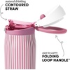 image:imageSimple Modern Mesa Loop Water Bottle with Covered Straw and Handle  30oz Cup Holder Friendly Insulated Stainless Steel Bottles for Travel Sports and School  Seaside StripesPattern Rose Stripes