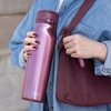image:imageSimple Modern Mesa Loop Water Bottle with Covered Straw and Handle  30oz Cup Holder Friendly Insulated Stainless Steel Bottles for Travel Sports and School  Seaside Stripes Cateye Plum