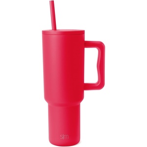 image:imageSimple Modern 40 oz Trek Tumbler with Handle and Straw Lid  Cup Holder Friendly Insulated Stainless Steel Travel Mug  Raspberry VibesEmber Red