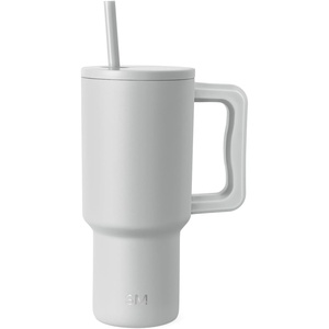 image:imageSimple Modern 40 oz Trek Tumbler with Handle and Straw Lid  Cup Holder Friendly Insulated Stainless Steel Travel Mug  Raspberry VibesIce Gray