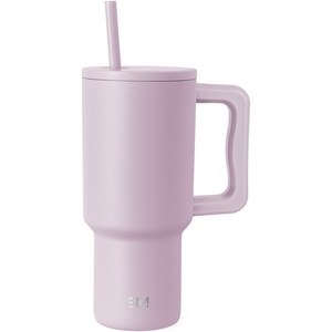 image:imageSimple Modern 40 oz Trek Tumbler with Handle and Straw Lid  Cup Holder Friendly Insulated Stainless Steel Travel Mug  Raspberry VibesLavender Mist