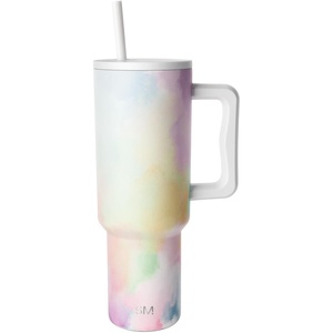 image:imageSimple Modern 40 oz Trek Tumbler with Handle and Straw Lid  Cup Holder Friendly Insulated Stainless Steel Travel Mug  Raspberry VibesPattern Cotton Candy Tie Dye