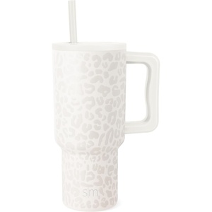 image:imageSimple Modern 40 oz Trek Tumbler with Handle and Straw Lid  Cup Holder Friendly Insulated Stainless Steel Travel Mug  Raspberry VibesPattern Cream Leopard