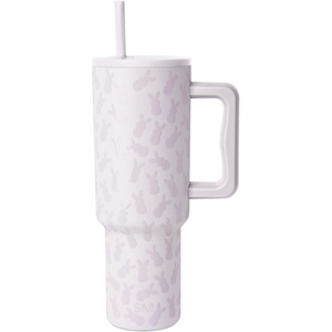 image:imageSimple Modern 40 oz Trek Tumbler with Handle and Straw Lid  Cup Holder Friendly Insulated Stainless Steel Travel Mug  Raspberry VibesPattern Easter Bunnies