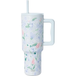 image:imageSimple Modern 40 oz Trek Tumbler with Handle and Straw Lid  Cup Holder Friendly Insulated Stainless Steel Travel Mug  Raspberry VibesPattern Frosted Florals