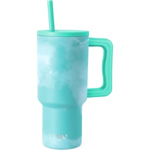 image:imageSimple Modern 40 oz Trek Tumbler with Handle and Straw Lid  Cup Holder Friendly Insulated Stainless Steel Travel Mug  Raspberry VibesPattern Ocean Tide