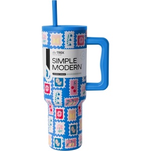 image:imageSimple Modern 40 oz Trek Tumbler with Handle and Straw Lid  Cup Holder Friendly Insulated Stainless Steel Travel Mug  Raspberry VibesPattern Stamps