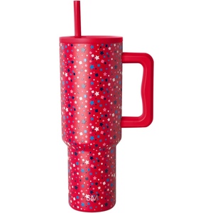image:imageSimple Modern 40 oz Trek Tumbler with Handle and Straw Lid  Cup Holder Friendly Insulated Stainless Steel Travel Mug  Raspberry VibesPattern Star Speckled Banner