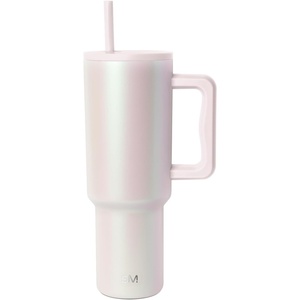 image:imageSimple Modern 40 oz Trek Tumbler with Handle and Straw Lid  Cup Holder Friendly Insulated Stainless Steel Travel Mug  Raspberry VibesPearl Coconut