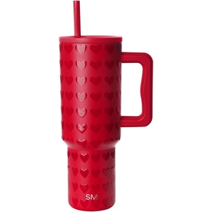 image:imageSimple Modern 40 oz Trek Tumbler with Handle and Straw Lid  Cup Holder Friendly Insulated Stainless Steel Travel Mug  Raspberry VibesRed Hearts