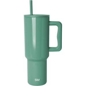 image:imageSimple Modern 40 oz Trek Tumbler with Handle and Straw Lid  Cup Holder Friendly Insulated Stainless Steel Travel Mug  Raspberry VibesShiny Spruce
