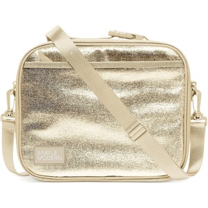 image:imageSimple Modern Hadley Lunch Box with Shoulder Strap  Kids amp Adults  Insulated Bag with Pockets for Women Men Girls BoysMetallic Golden Fog