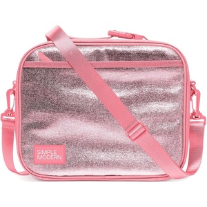 image:imageSimple Modern Hadley Lunch Box with Shoulder Strap  Kids amp Adults  Insulated Bag with Pockets for Women Men Girls BoysMetallic Velvet Pink