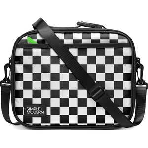 image:imageSimple Modern Hadley Lunch Box with Shoulder Strap  Kids amp Adults  Insulated Bag with Pockets for Women Men Girls BoysPattern Black and White Checkmate