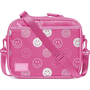 image:imageSimple Modern Hadley Lunch Box with Shoulder Strap  Kids amp Adults  Insulated Bag with Pockets for Women Men Girls BoysPattern Pink Happy Faces