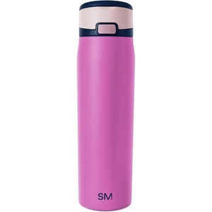 image:imageSimple Modern Mesa Loop Water Bottle with Covered Straw and Handle  30oz Cup Holder Friendly Insulated Stainless Steel Bottles for Travel Sports and School  Seaside StripesFuscia Mix