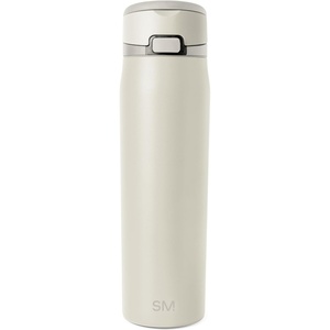 image:imageSimple Modern Mesa Loop Water Bottle with Covered Straw and Handle  30oz Cup Holder Friendly Insulated Stainless Steel Bottles for Travel Sports and School  Seaside StripesCashew