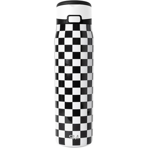 image:imageSimple Modern Mesa Loop Water Bottle with Covered Straw and Handle  30oz Cup Holder Friendly Insulated Stainless Steel Bottles for Travel Sports and School  Seaside StripesPattern Black and White Checkmate
