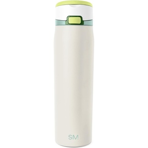 image:imageSimple Modern Mesa Loop Water Bottle with Covered Straw and Handle  30oz Cup Holder Friendly Insulated Stainless Steel Bottles for Travel Sports and School  Seaside StripesCoconut