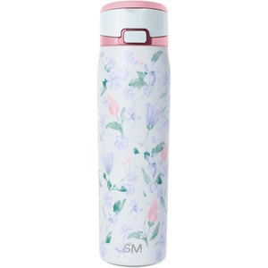 image:imageSimple Modern Mesa Loop Water Bottle with Covered Straw and Handle  30oz Cup Holder Friendly Insulated Stainless Steel Bottles for Travel Sports and School  Seaside StripesPattern Frosted Florals