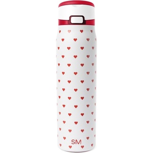 image:imageSimple Modern Mesa Loop Water Bottle with Covered Straw and Handle  30oz Cup Holder Friendly Insulated Stainless Steel Bottles for Travel Sports and School  Seaside StripesPattern Crimson Hearts