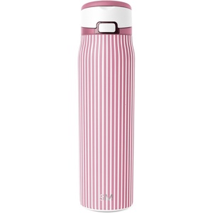 image:imageSimple Modern Mesa Loop Water Bottle with Covered Straw and Handle  30oz Cup Holder Friendly Insulated Stainless Steel Bottles for Travel Sports and School  Seaside StripesPattern Rose Stripes
