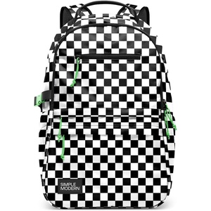 image:imageSimple Modern Ellis Backpack for School  Medium 20L Elementary Middle and High School Bookbag for Kids and Teens  Girls and Boys  Daylight CourduroyPattern Black and White Checkmate